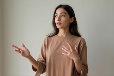 Person practicing interview responses confidently