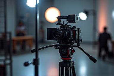 Filming equipment in a studio setting