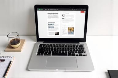 Laptop screen displaying a professional press kit document layout